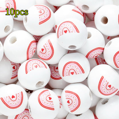 Valentine’s Day Printed Wooden Beads