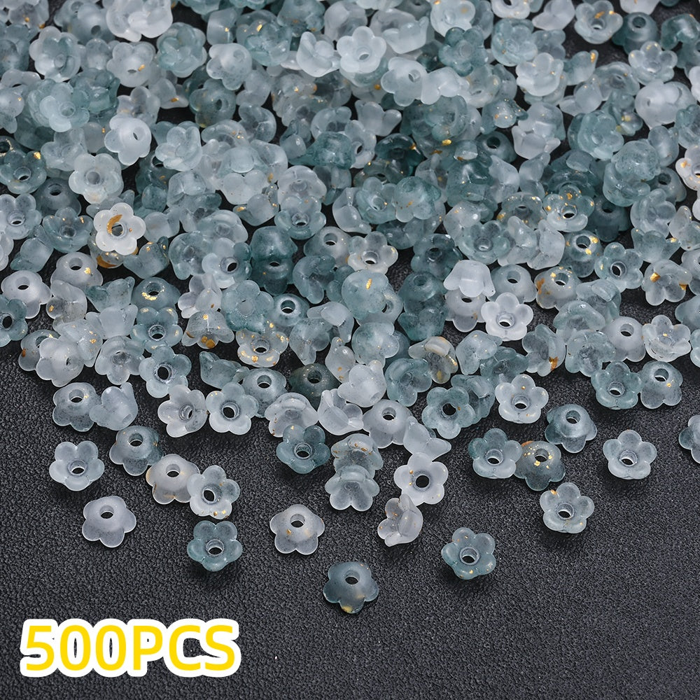 500pcs 3x6mm Lily of the Valley Acrylic Flower Cap Beads