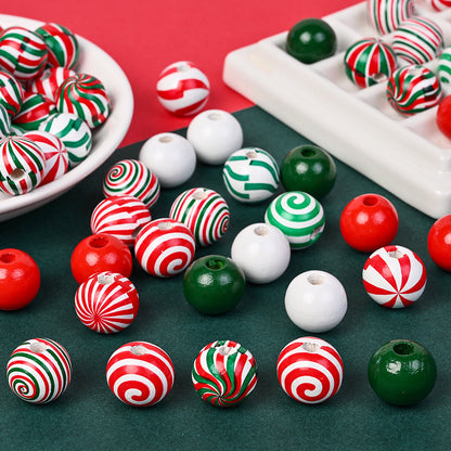 80/110-Piece Christmas Stripe Wooden Bead Set