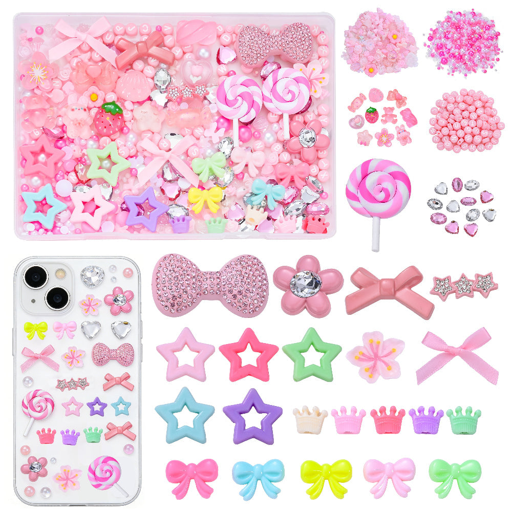 Macaron Resin Love Bow Star Flatback Embellishment Set