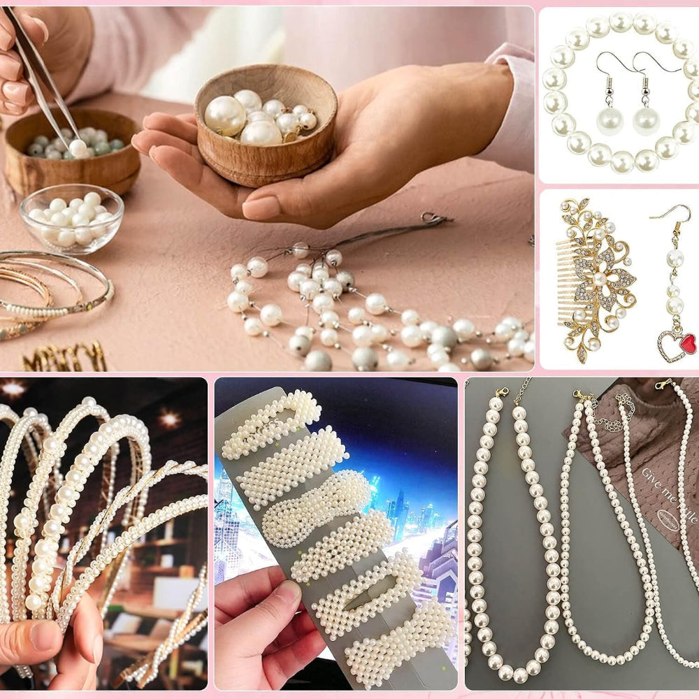 1095pcs/box White & Ivory Imitation Pearl Beads