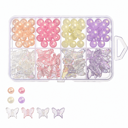 1 Box Macaron Butterfly & Pearl Acrylic Bead DIY Kit