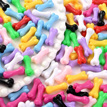 50pcs/set 9x20mm Colorful Bone-Shaped Acrylic Beads