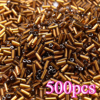 500-Piece 2x4 mm Multicolor Glass Tube Beads