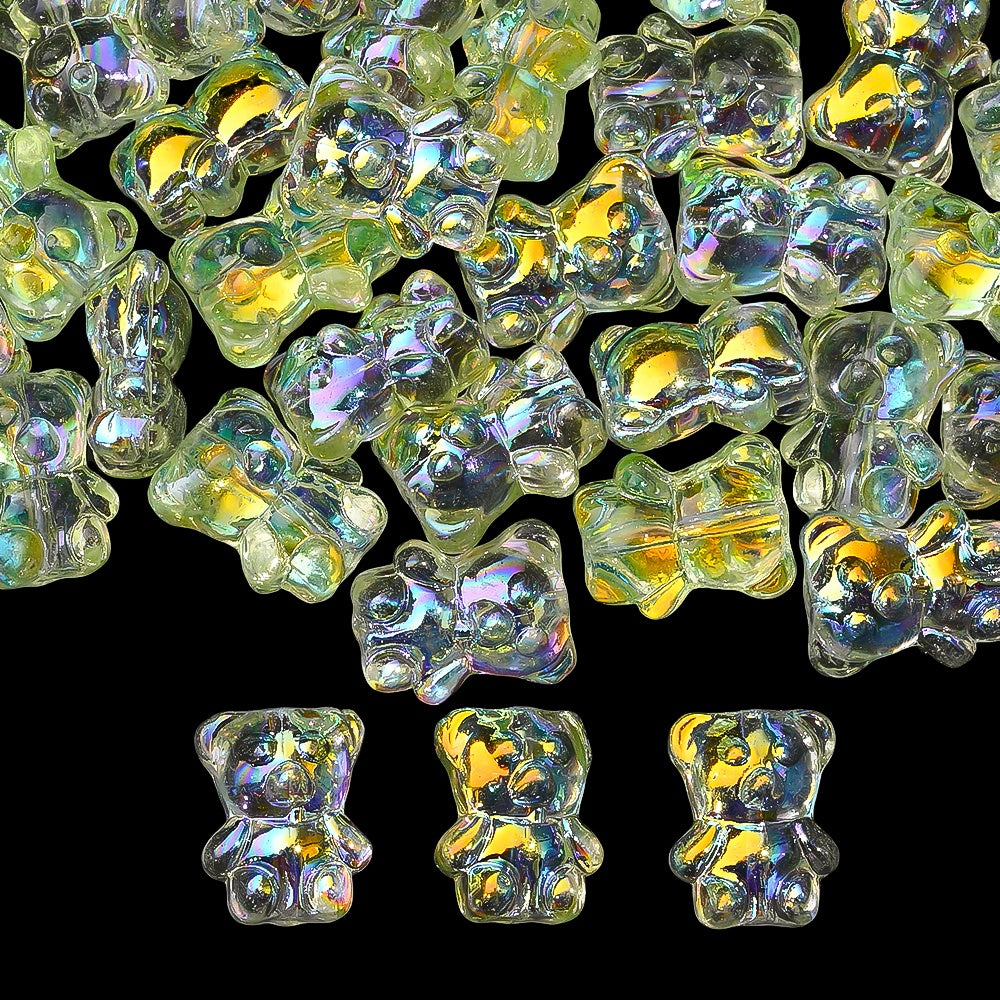 20PCS 15×12mm Transparent AB Bear Glass Spacer Beads