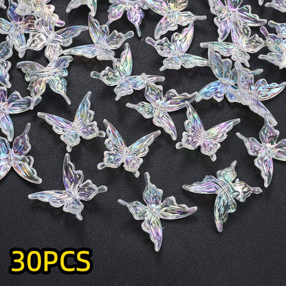 30pcs/set 25mm Transparent Butterfly Acrylic Beads