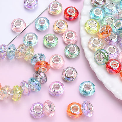 50pcs 9x14mm Acrylic Rhombus Round European Craft Beads