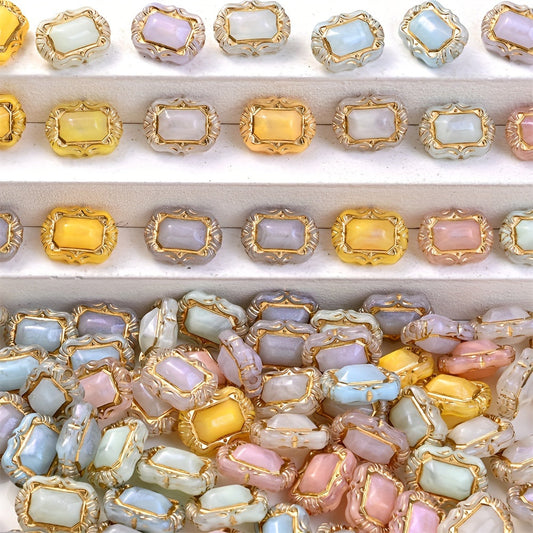 Fine Glitter Rectangle Acrylic Beads