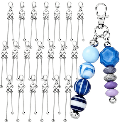 Silvery Beaded Keychain Set