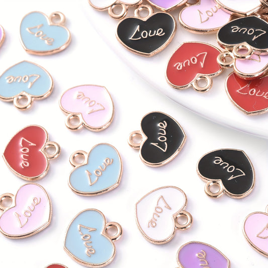 LOVE Heart Alloy Charms