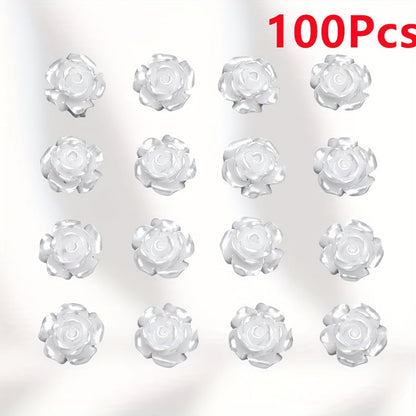 50/100-Piece 6/8/10 mm White Camellia Flatback Beads