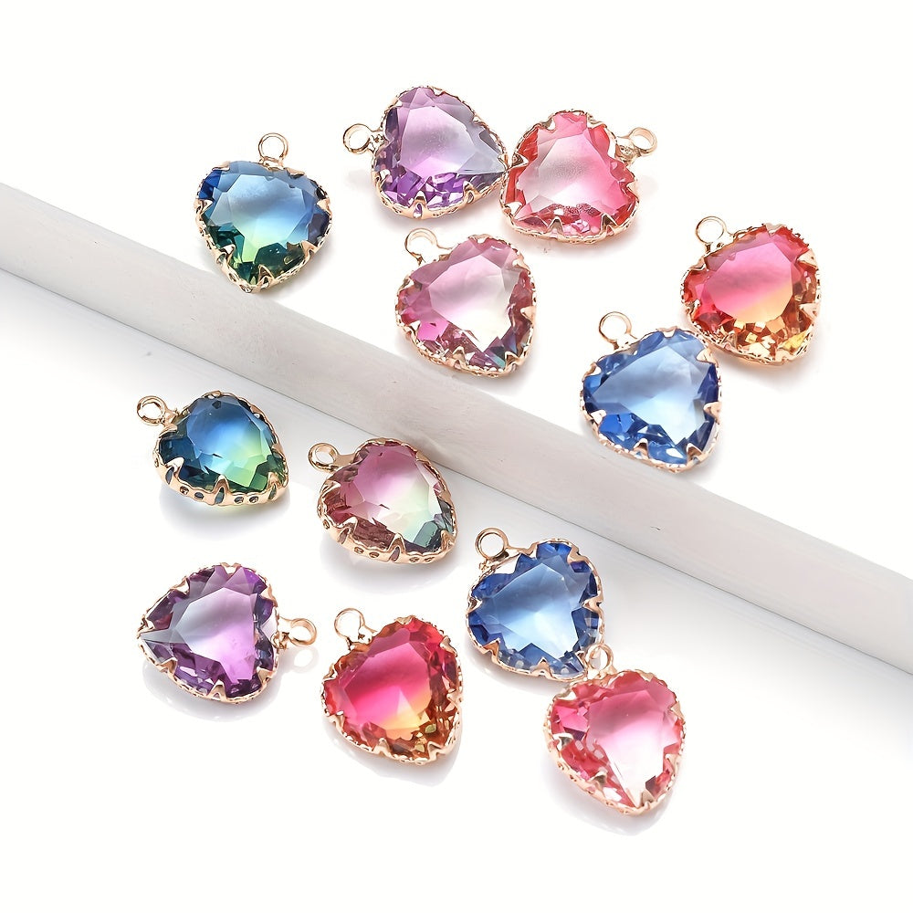 Colored Heart Faux Crystal Charm Beads