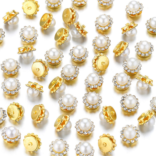 Flower Rhinestone Pearl Cabochons