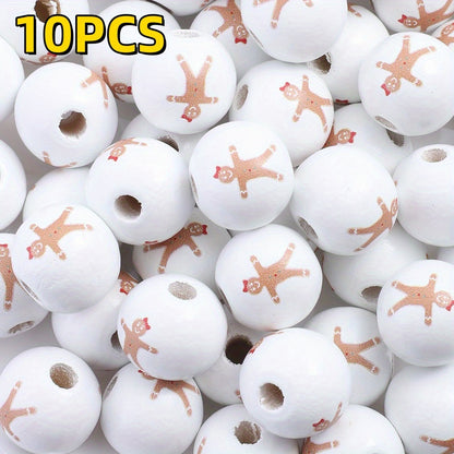 10pcs/set 16mm Christmas Wooden Beads