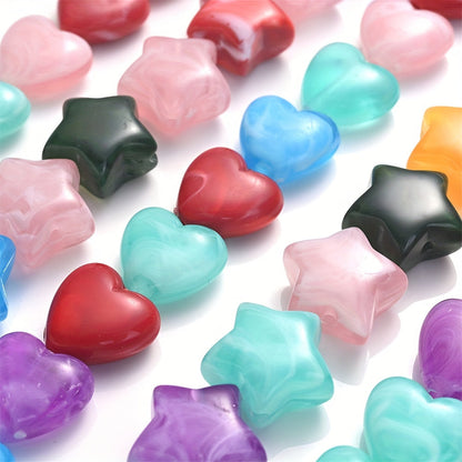 Stained Acrylic Star & Heart Beads