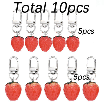 3D Strawberry Resin Pendant Charms