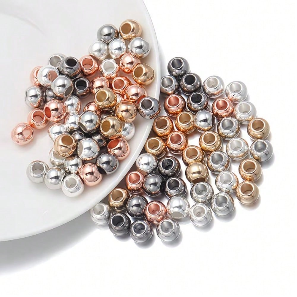 400pcs 6mm Golden Silvery Round CCB Spacer Beads