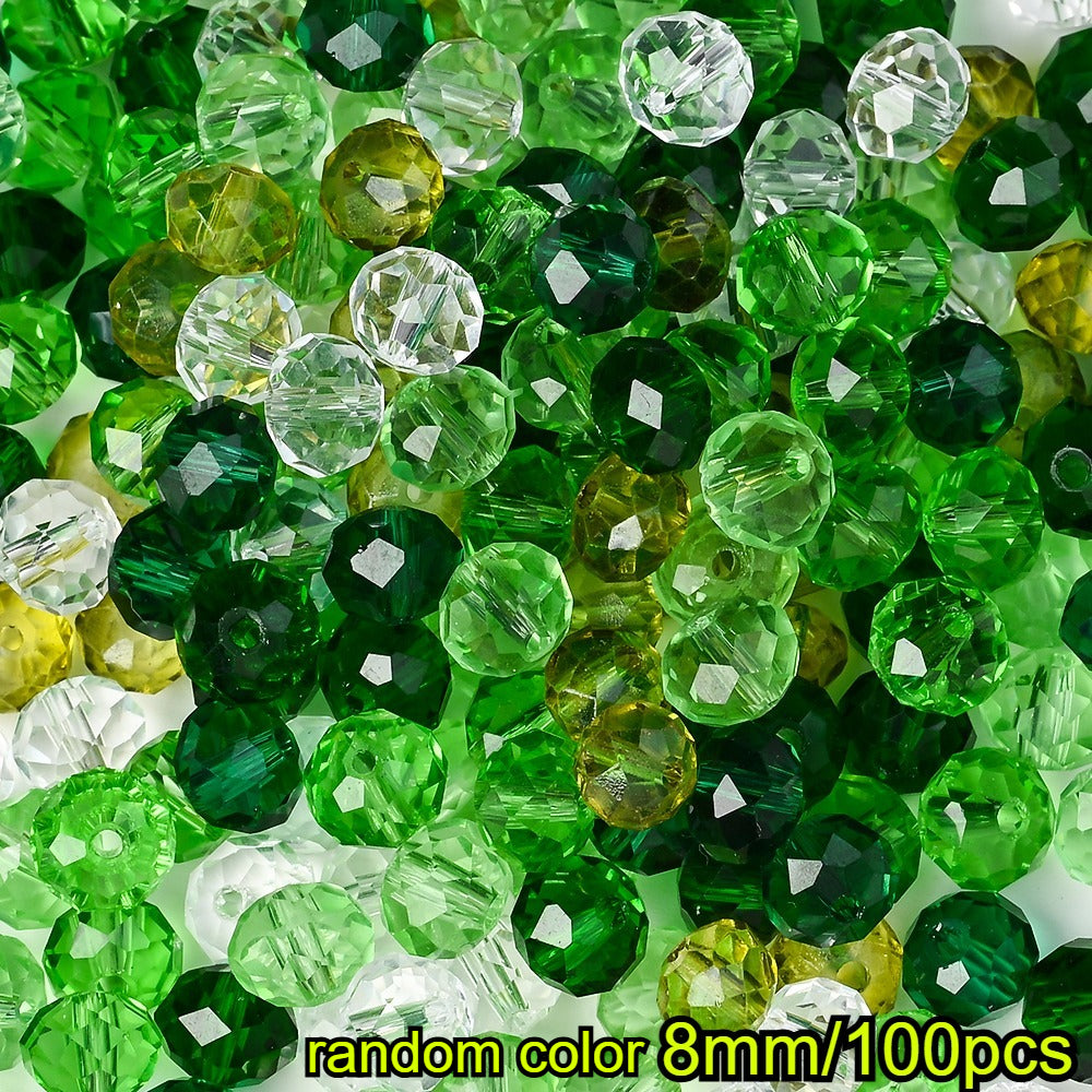 Faceted Green Glass Beads