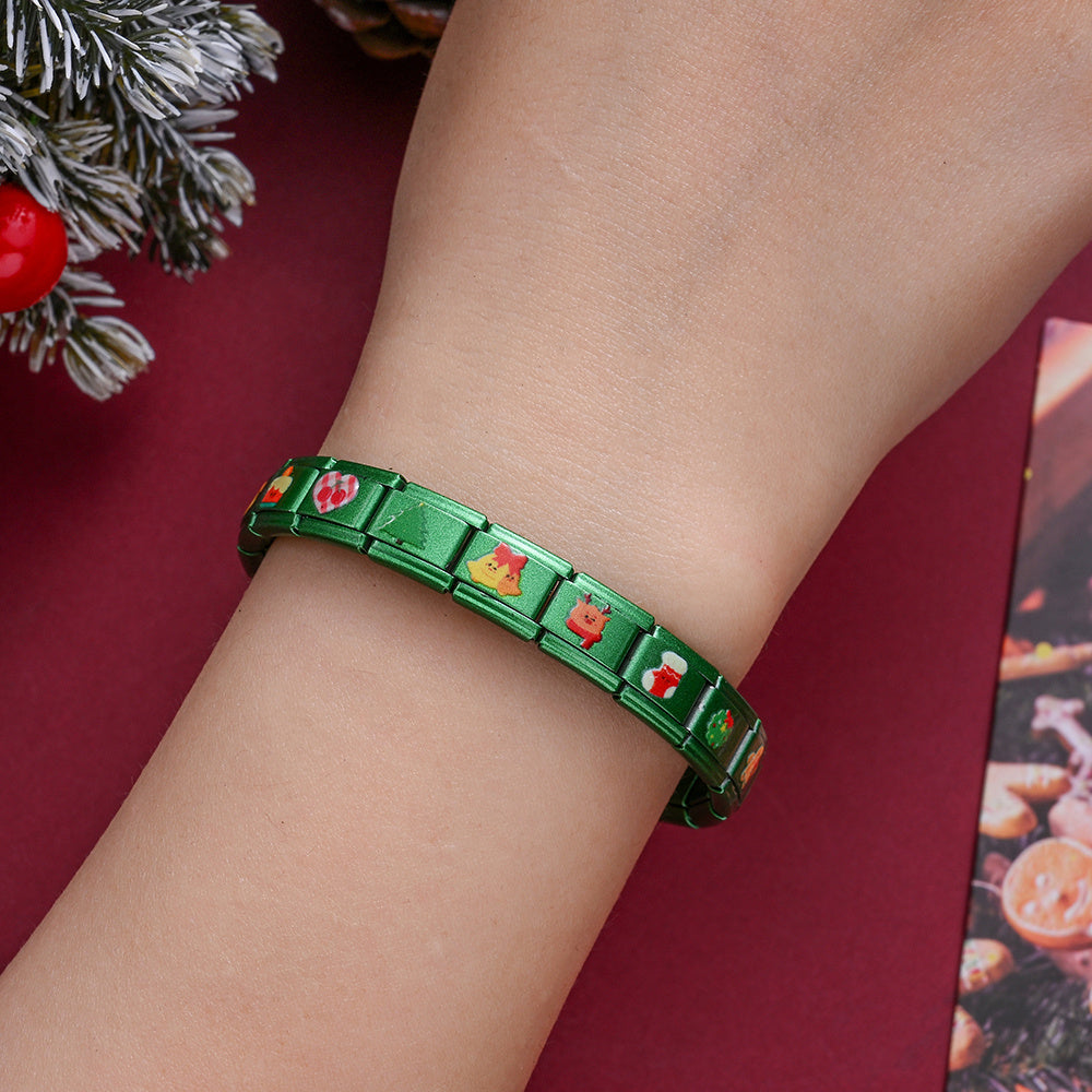 18PCS Stainless Steel Christmas Charm Bracelet Set