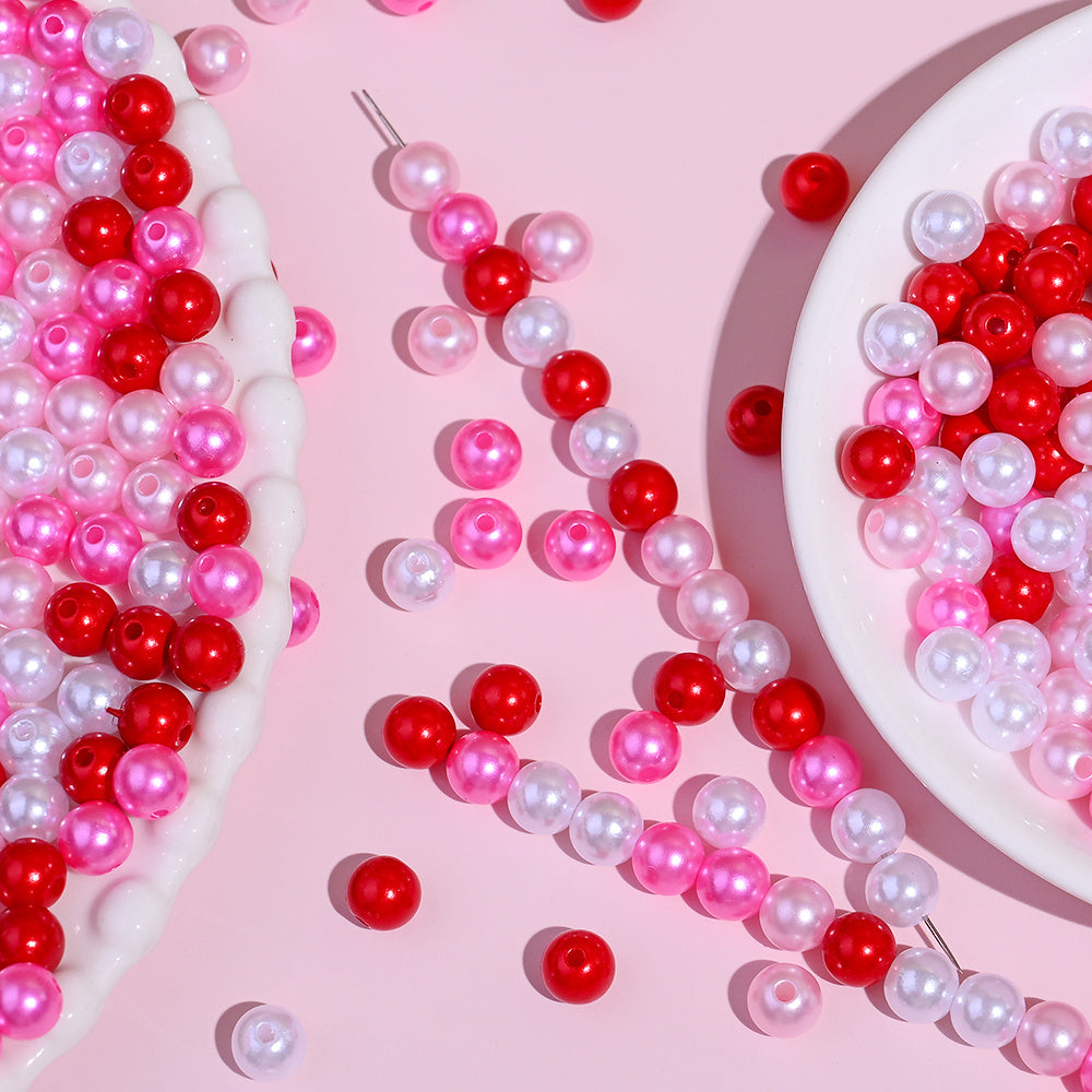 Shiny Pink Love Acrylic Beads
