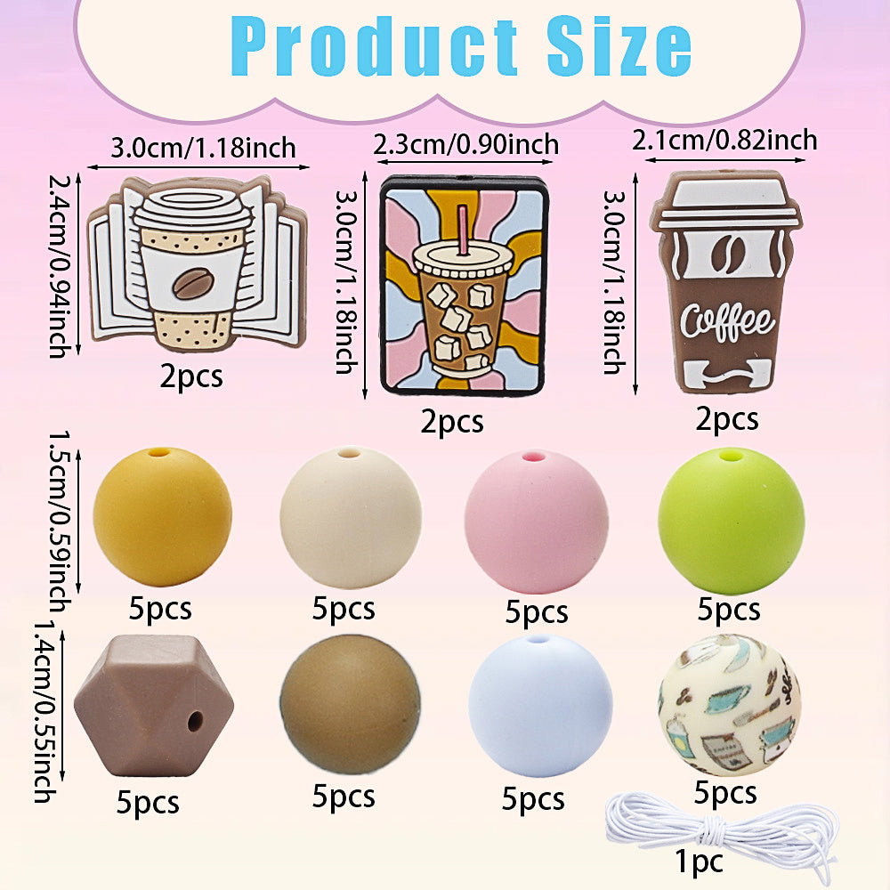 Mix Style Silicone Beads Set with Beading Pens