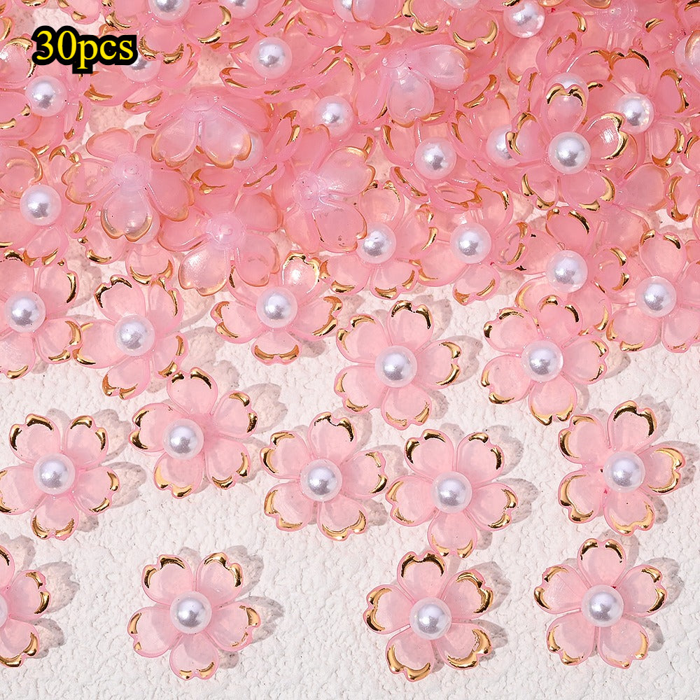 30pcs/set Transparent White Acrylic Cherry Blossom Flower Beads