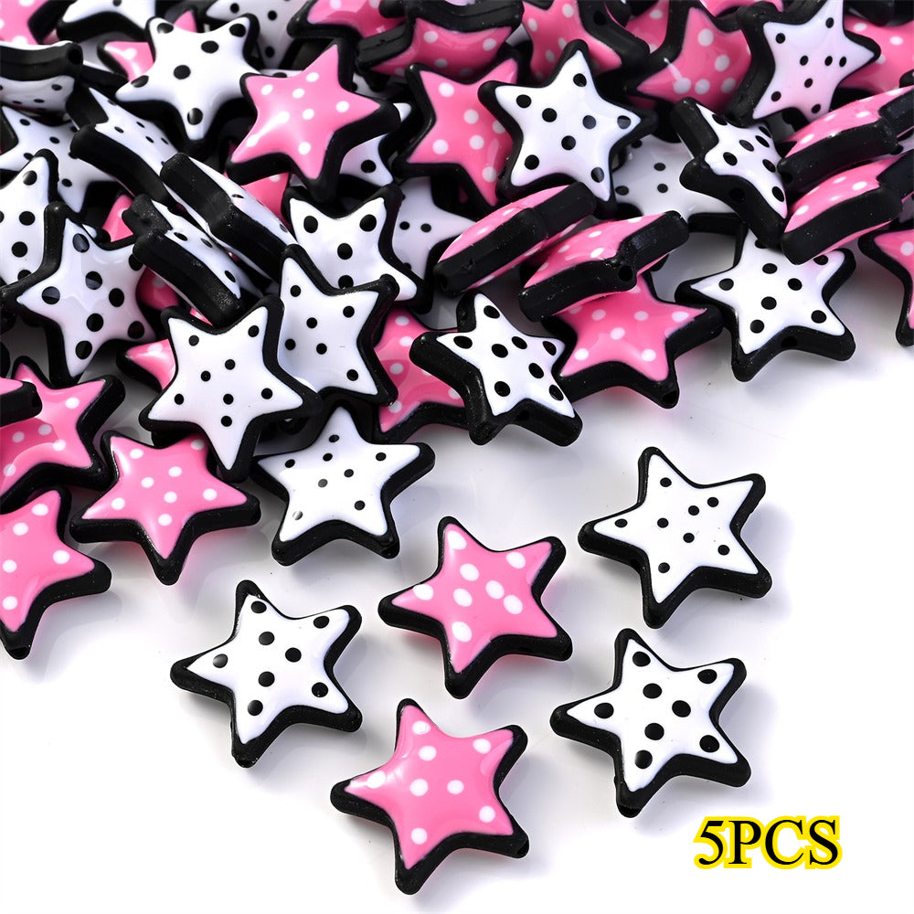 5pcs 19mm Star-Shaped Acrylic Beads