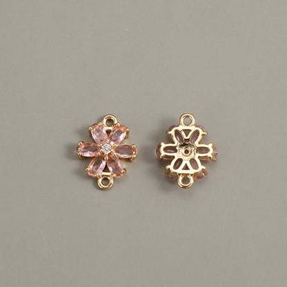 Glass Flower Rhinestone Connectors