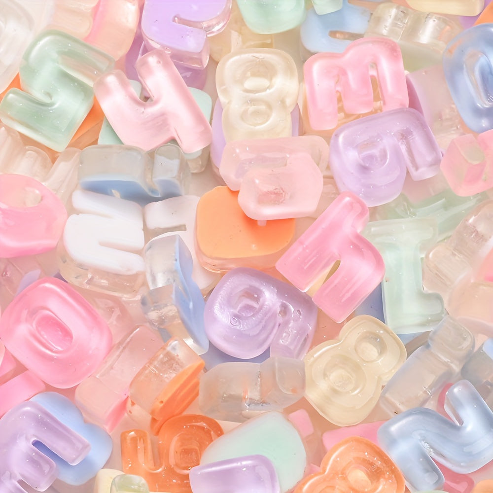 Rainbow Resin Number Flatback Beads