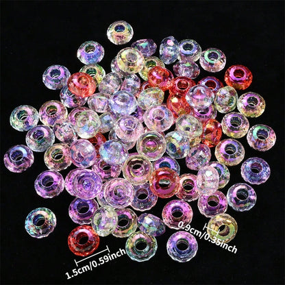 40pcs 9x15mm Random Mixed Color European Style Acrylic AB Large Hole Beads