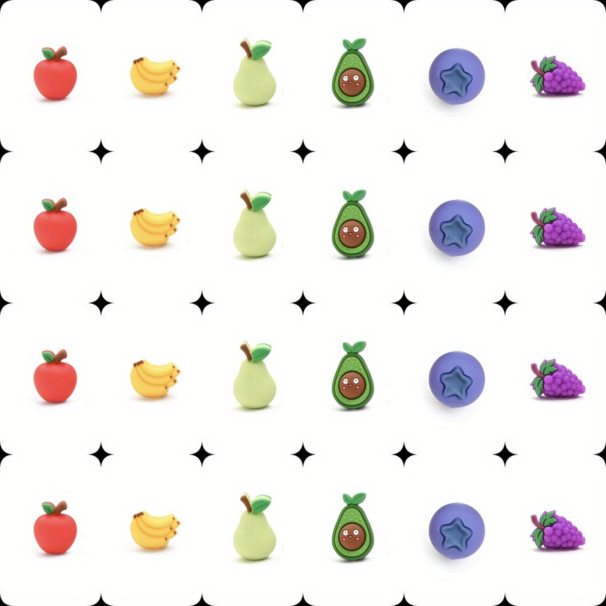 6pcs/set Fruit Theme Silicone Focal Beads Set