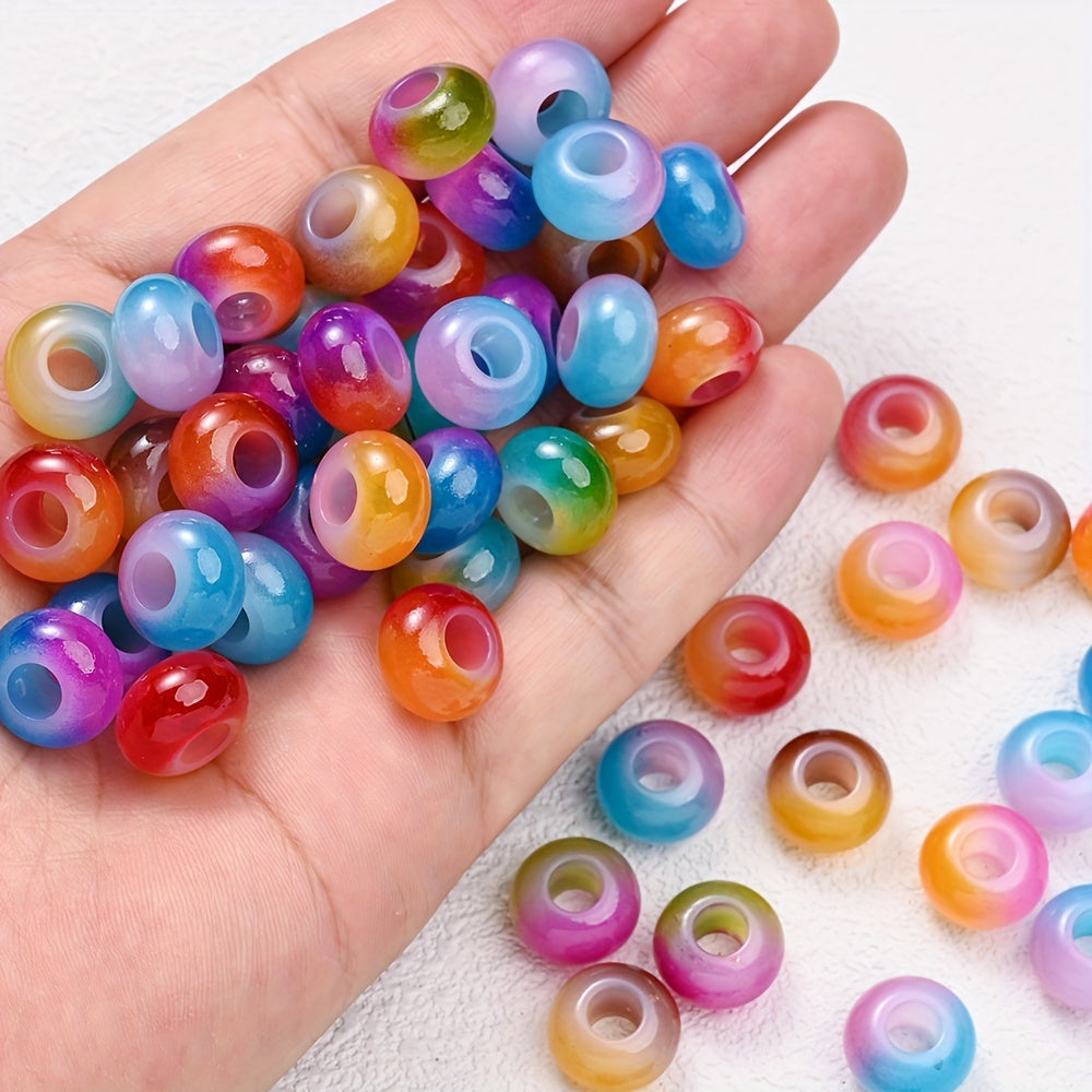 Glossy Two-Color Acrylic Large Hole Spacer Beads