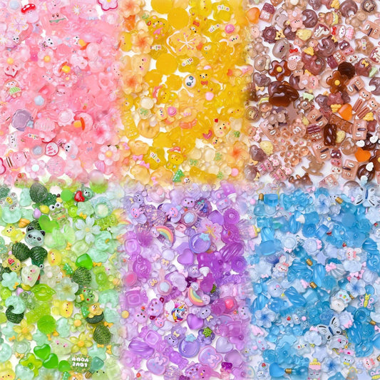 96pcs Rainbow Theme Acrylic Flatback Beads