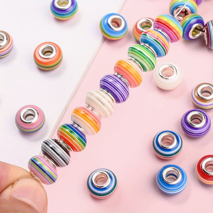 Rainbow Striped Resin Beads