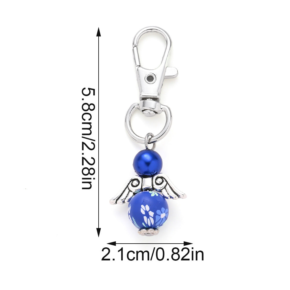 24pcs Clay Bead Angel Keychain Charms