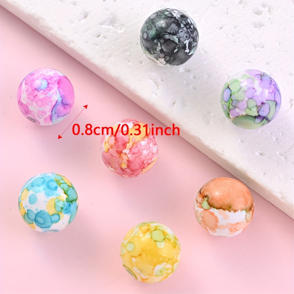 100pcs 8mm Acrylic Round Ink Beads