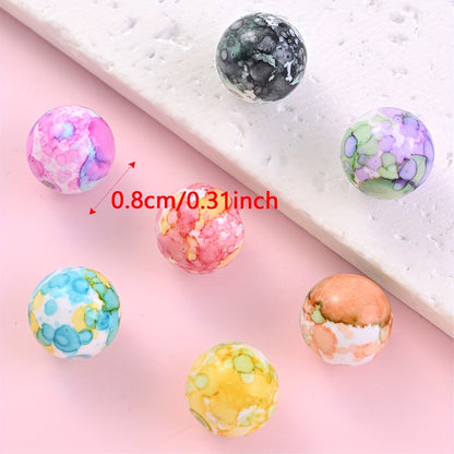 100pcs 8mm Acrylic Round Ink Beads