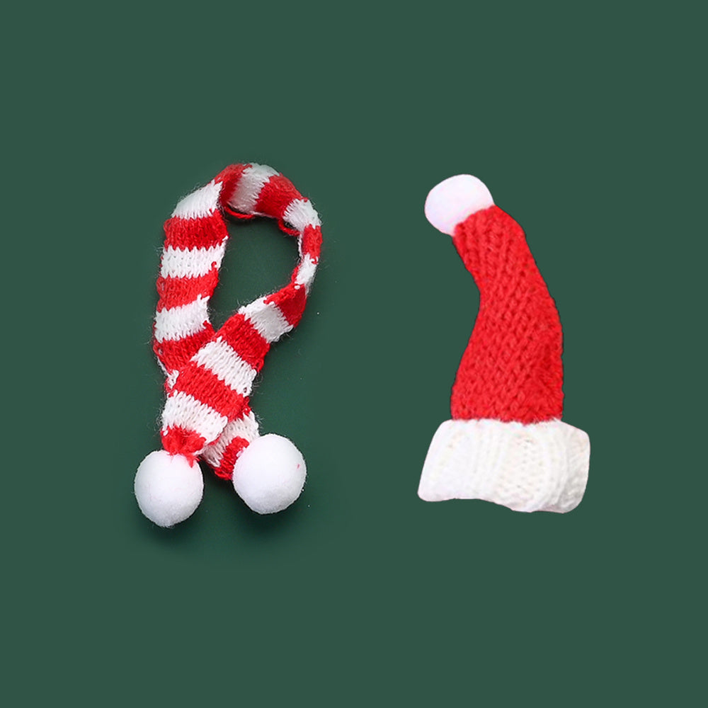 10PCS Mini Christmas Hat & Scarf Bottle Decoration Set