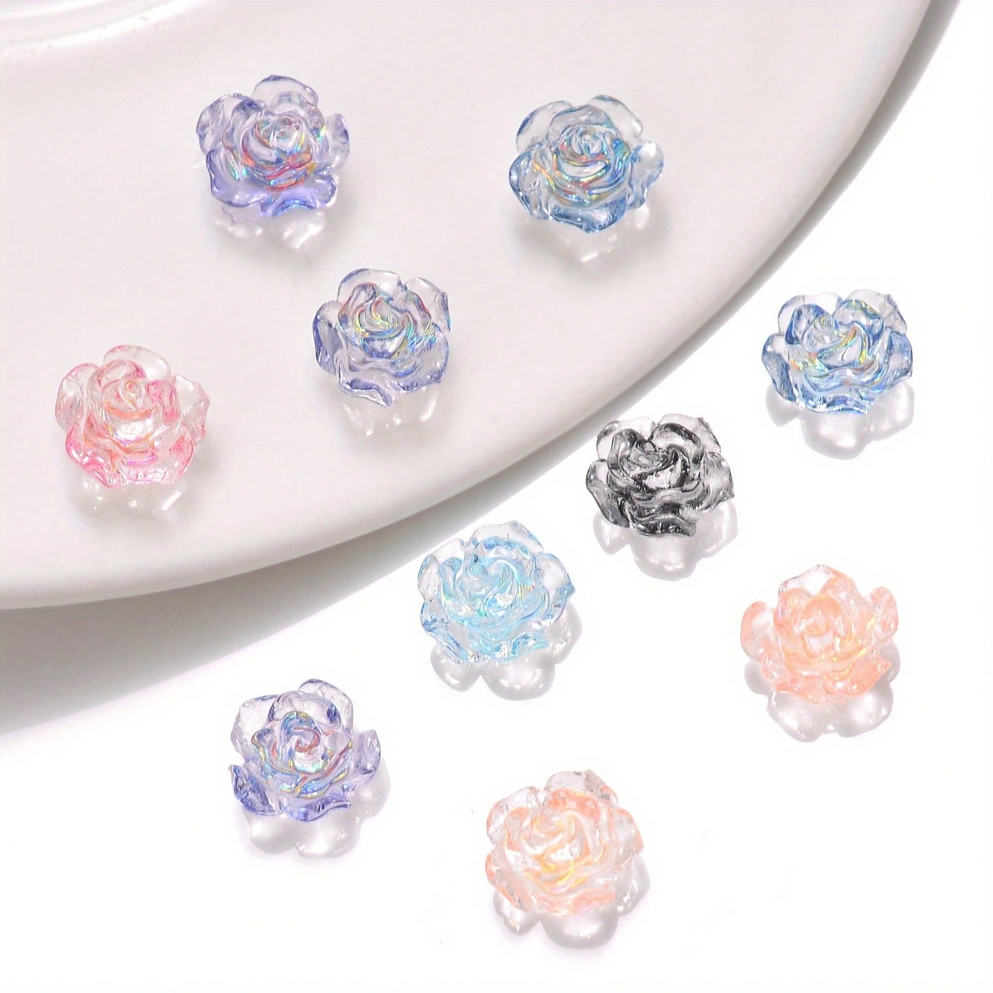 200pcs 8mm Acrylic Rose Beads