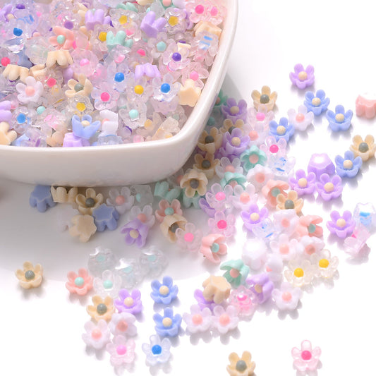 Mixed Color Acrylic Flower Beads