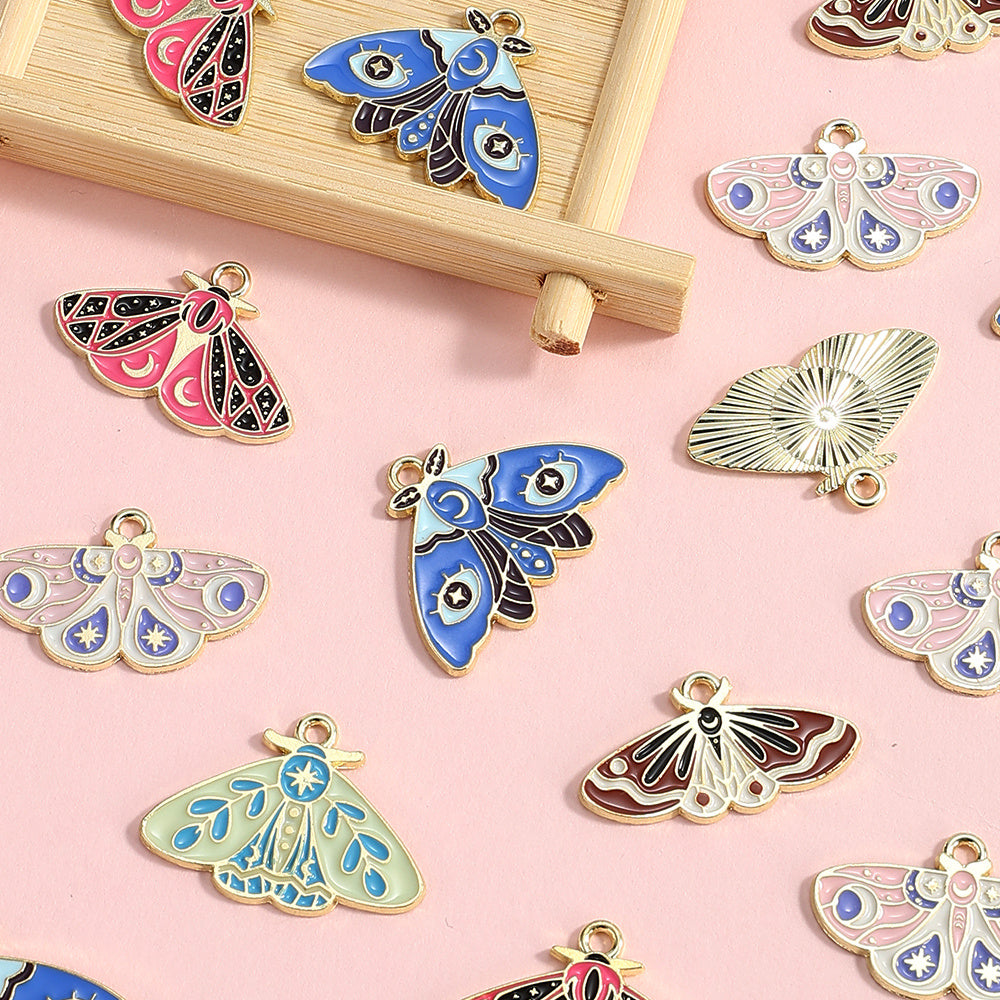 Colorful Alloy Moth and Butterfly Pendant Charms