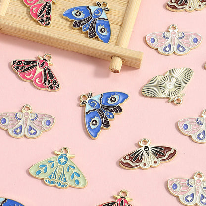 Colorful Alloy Moth and Butterfly Pendant Charms