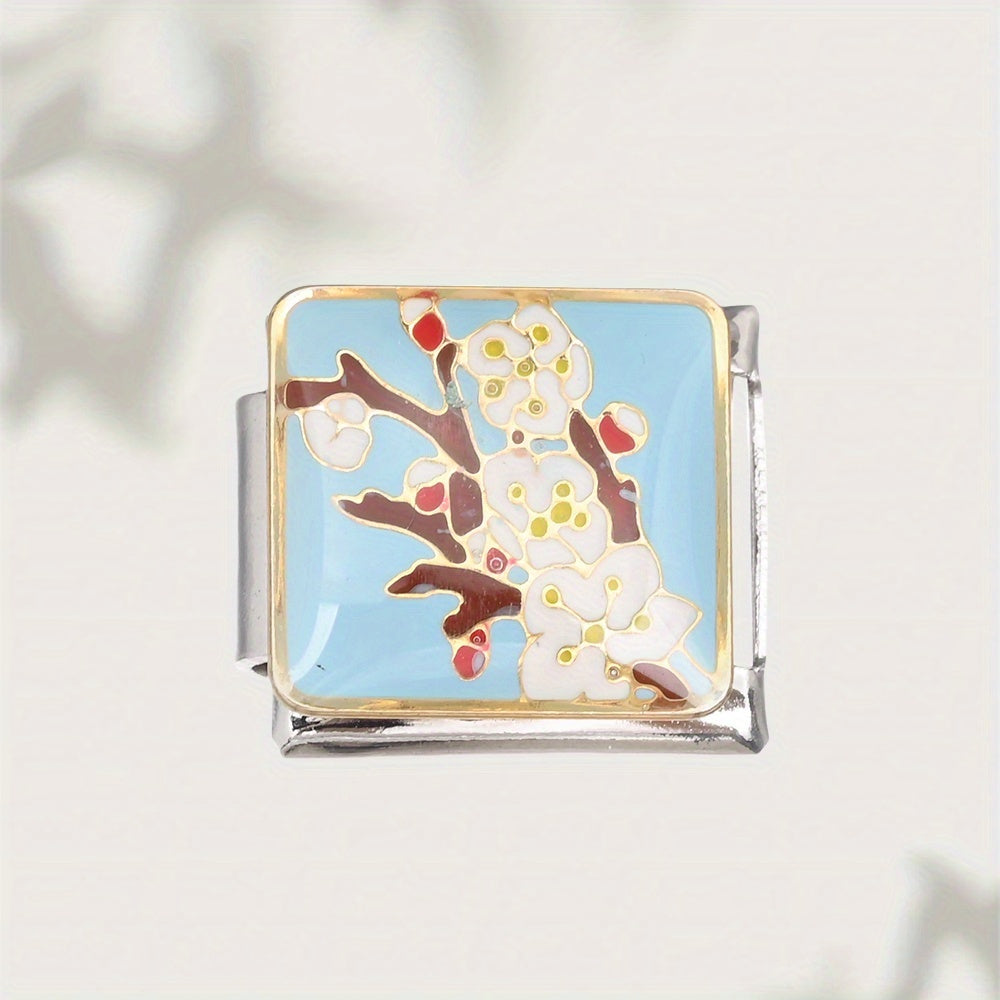 9mm Stainless Steel Italian Flower Charm Bead