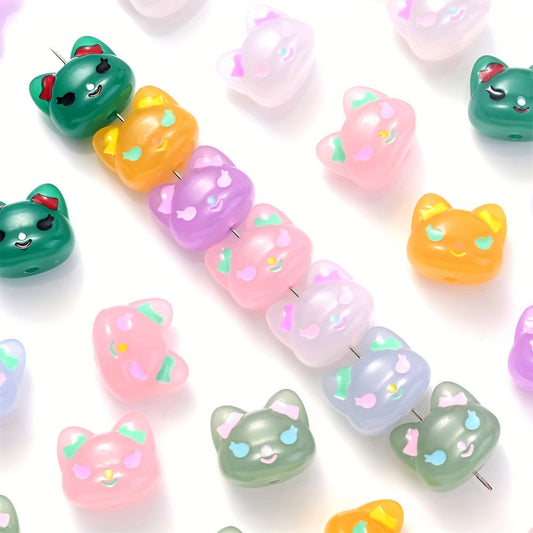 5PCS 17×19mm Luminous Owl Head Acrylic Bead Set