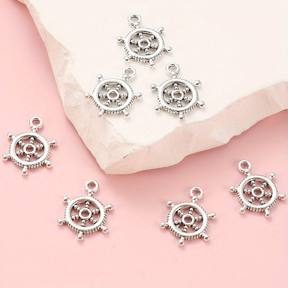 20PCS 15×20mm Silver-Tone Rudder Alloy Pendants