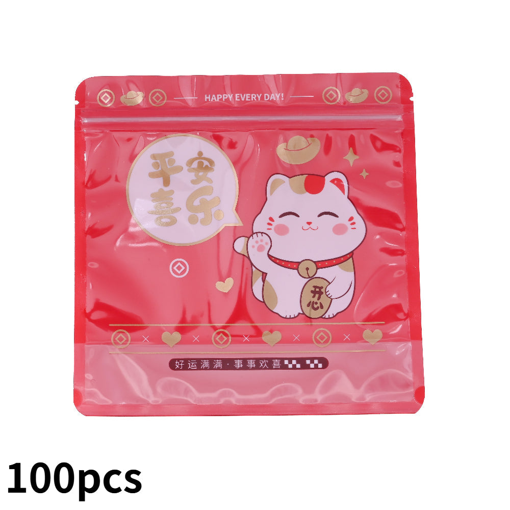 10-Piece Happy Lucky Cat Plastic Gift Bags