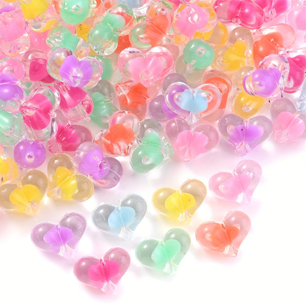 Peach Heart Acrylic Beads