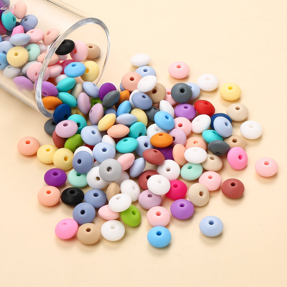 200pcs 6x12mm Mixed Color Abacus Silicone Beads