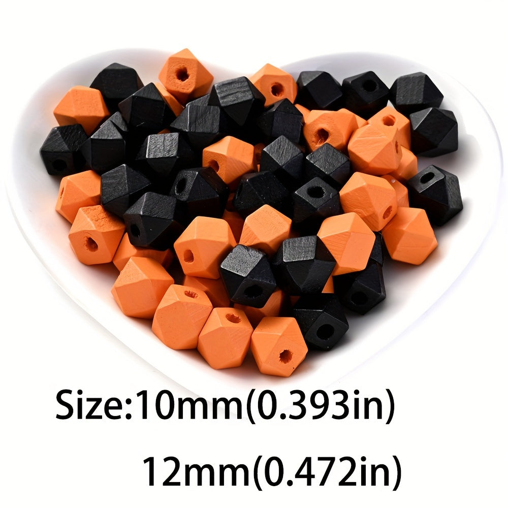 100pcs 10/12mm Wooden Hexagon Beads + 1 Roll Jute Rope