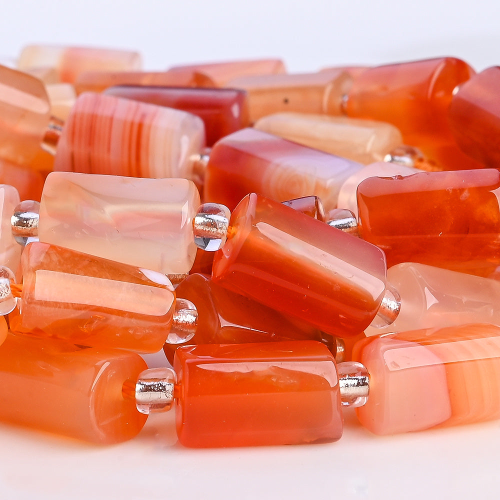 15-16pcs 6x10mm Orange Faceted Cylinder Spacer Beads